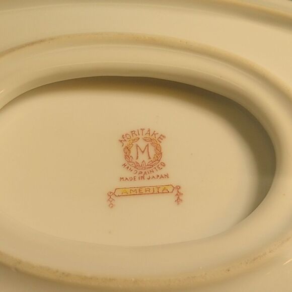 Noritake Amerita Hand painted Floral Oval Gravy Boat Connected Plate - Picture 2 of 7